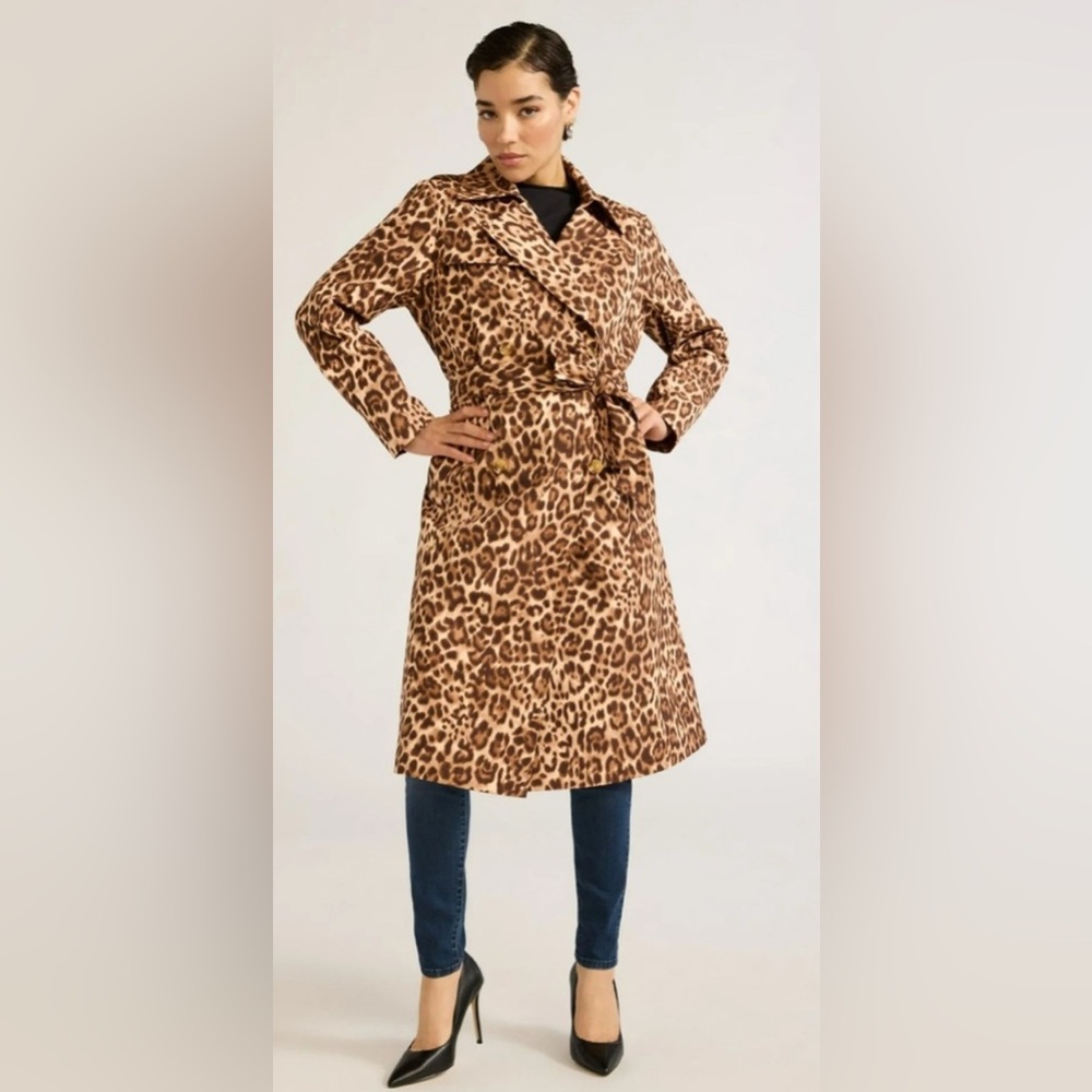 Sofia by Sofia Vergara Animal Print Trench Coat